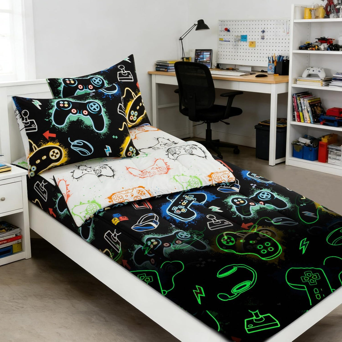 Meeting Story All-in-One Design Dinosaur Zipper Bedding Set for Kids,Twin