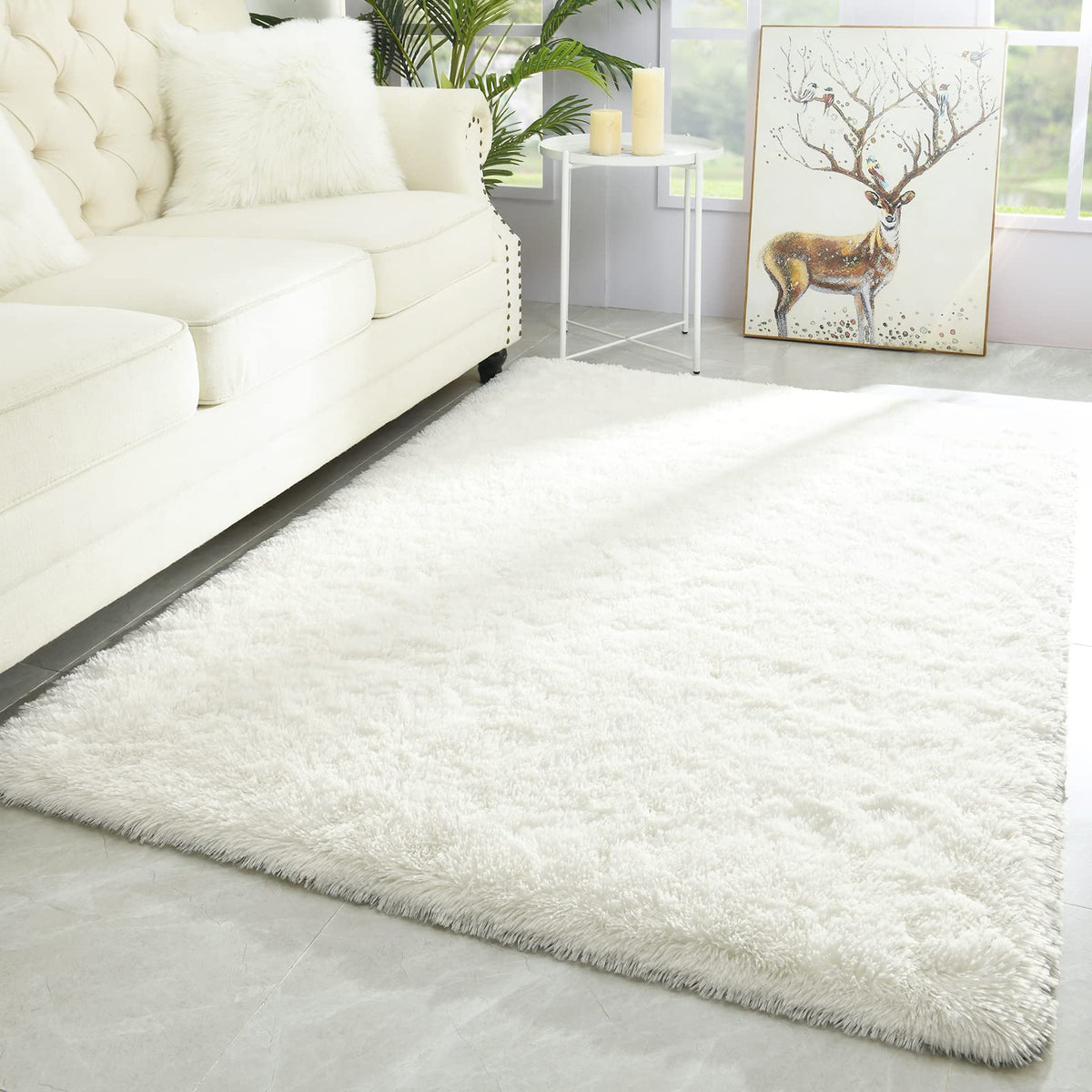 Merelax Soft Area Rug for Livingroom Bedroom, Machine Washable 4x6 Black Rugs Fluffy Shaggy Bedside Rug, Non Slip Indoor Carpet for Nursery Kids Room Home Decor Aesthetic