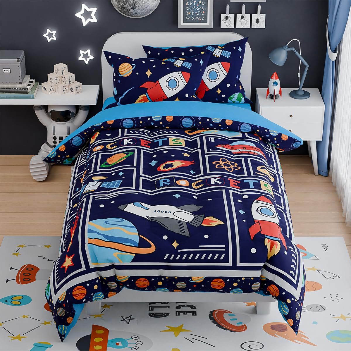 Woodland Animal Kids Bedding Set for Boys, Ultra Soft Microfiber Comforter Set Twin Size 3-Pieces, Comforters Bed Sets for Kid Tween Teen Bedroom Decor