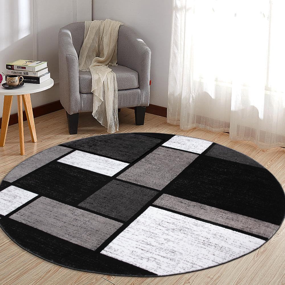 Rugshop Modern Boxes Contemporary Non-Shedding Area Rug Gray 5'3" x 7'3"