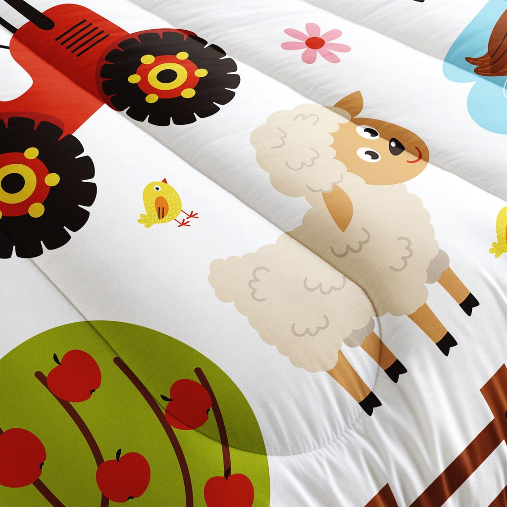 Kids Comforter Set Farm Theme Printed Pattern Bedding Set with 1 Comforter and 2 Pillowcases for Girls Boys Bedroom All Season(Farm Theme01 Twin)