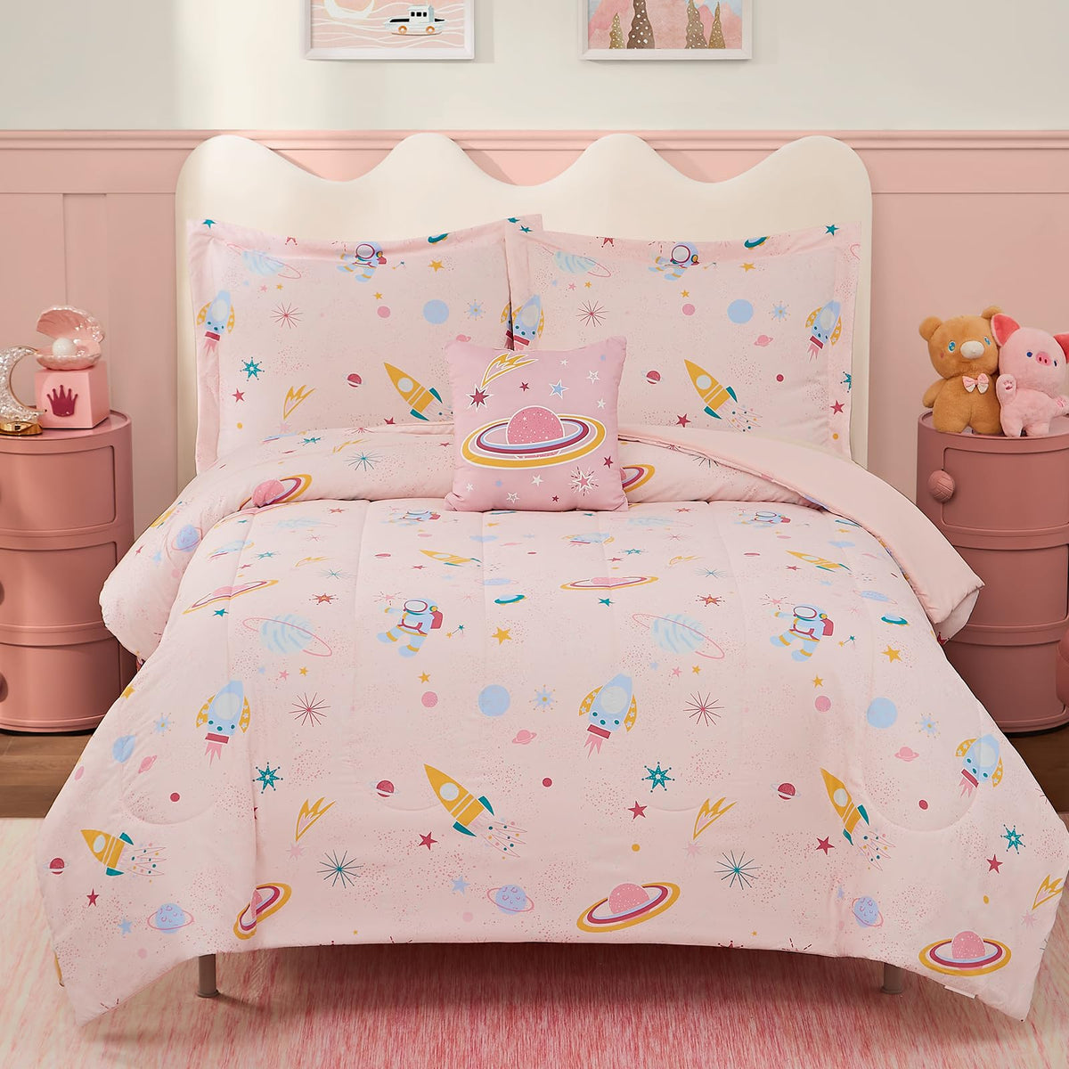Twin Comforter Set for Girls-3 Pieces Mermaid Glow in the Dark Bedding Sets