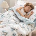PHF 4 Piece Minky Toddler Bedding Set, Ultra Soft Fluffy Skin-Friendly Soothing Minky Dot Toddler Comforter Set, Unique Pattern Breathable All Season Bedding Set for Boys,Truck