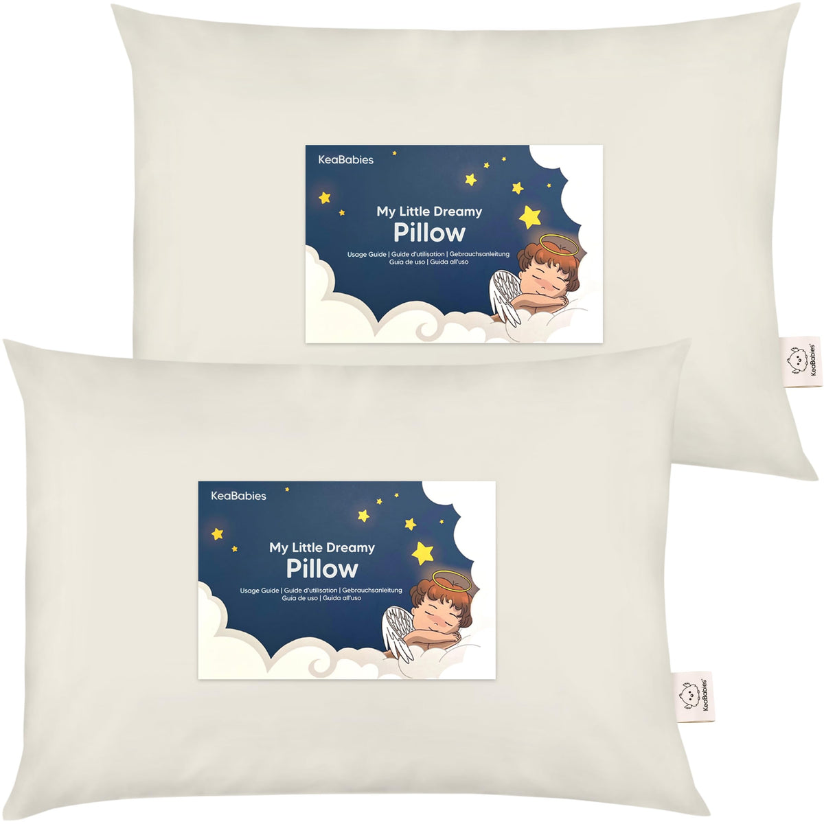 KeaBabies 2pk Toddler Pillows 2 Year Old to 5,14x20 Kids Pillow(Soft White)