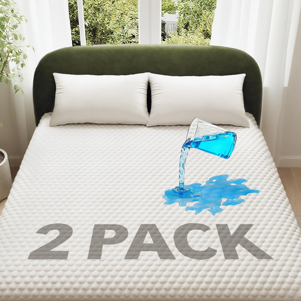 OhGeni Waterproof Mattress Protector,Twin Size Soft Bamboo Viscose Top Layer Pad,3D-Air Fabric Cooling Breathable Fitted Sheets, Washable Bed Cover for Kids Toddler Bedwetting Over 99 Count Hex Bumps