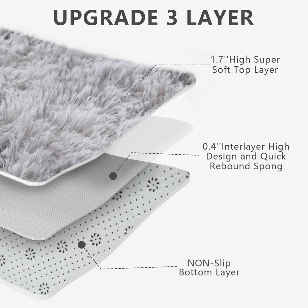 Shag Area Rugs for Bedroom Living Room,4X6 Ultra Soft Fluffy Area Rugs for Dorm,Indoor Carpet Plush Rugs for Home Decor,Tie-Dye Grey