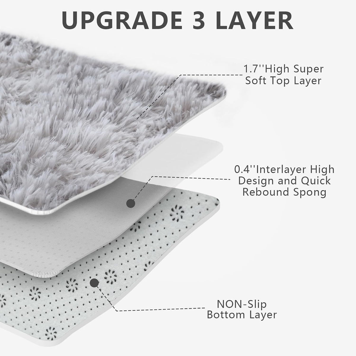 Shag Area Rugs for Bedroom Living Room,4X6 Ultra Soft Fluffy Area Rugs for Dorm,Indoor Carpet Plush Rugs for Home Decor,Tie-Dye Grey