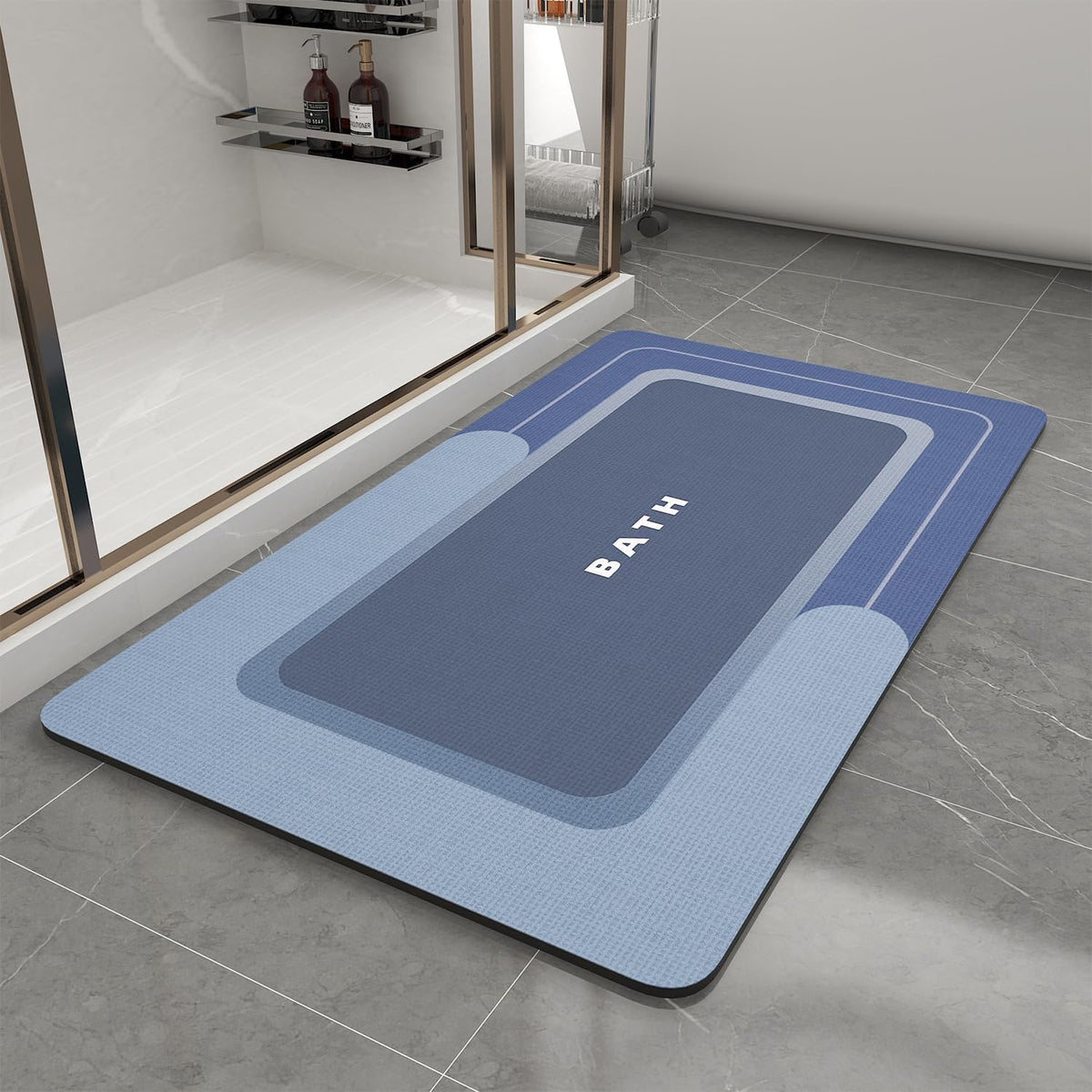 MontVoo-Bath Mat-Bath Mat Rug Non Slip Super Absorbent Stain Resistant Quick Dry Thin Bathroom Rug-Bath Mats for Bathroom Floor Bathtub Vanity-Bathmat Bath Rug Easy Care-17"x27" Darkgrey
