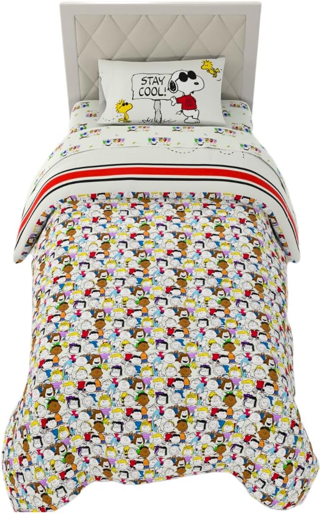 Peanuts® Snoopy Super Soft Reversible Comforter and Sheet Set, 4 Piece Twin Size, (Officially Licensed Product) by Franco Collectibles