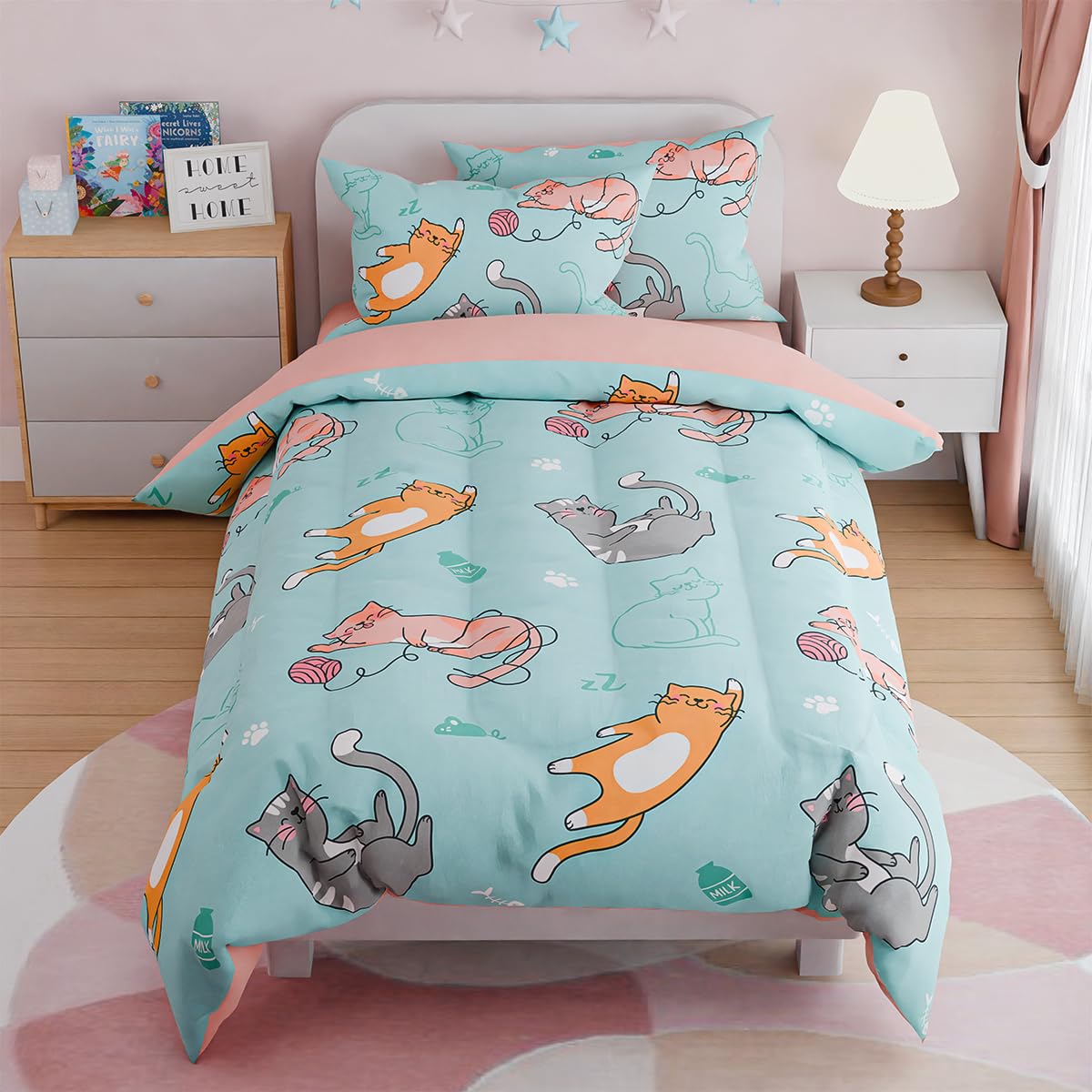 Woodland Animal Kids Bedding Set for Boys, Ultra Soft Microfiber Comforter Set Twin Size 3-Pieces, Comforters Bed Sets for Kid Tween Teen Bedroom Decor