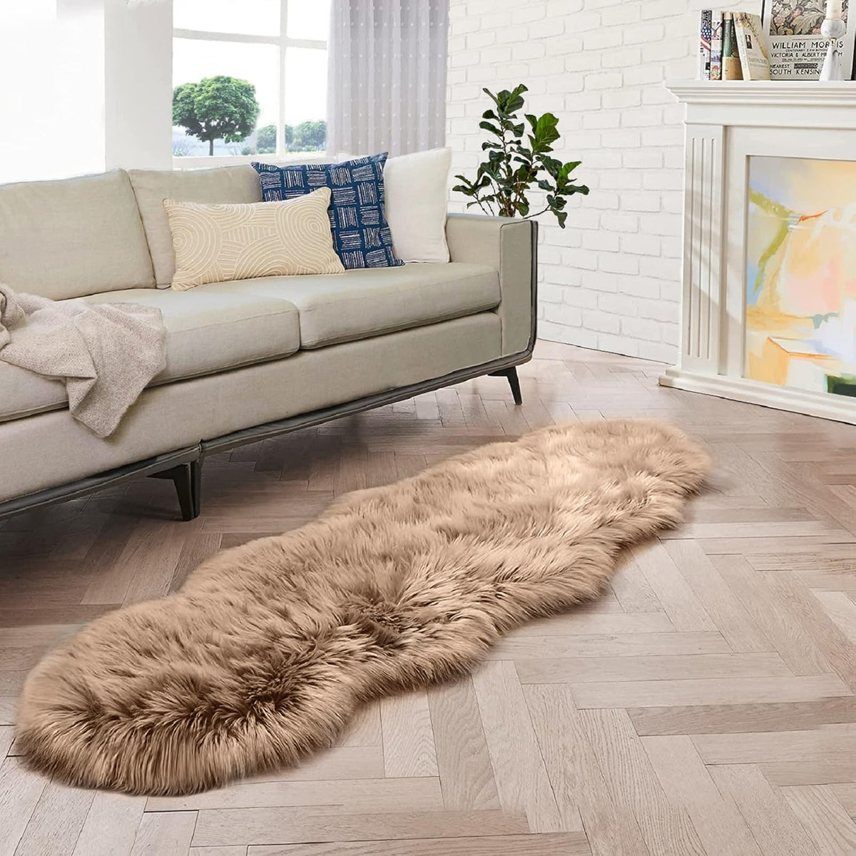 ORINOVA White Faux Sheepskin Fuzzy Fur Rugs for Bedroom Small Machine Washable Fluffy Area Rugs for Living Room 2x4 Shag Nursery Rug