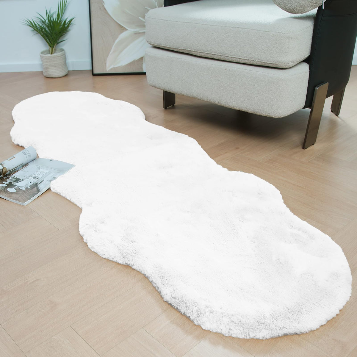 Latepis Washable Rugs 3x5 White Fluffy Shag Rug Shaggy Rug for Living Room Super Soft Area Rugs for Bedroom Nursery