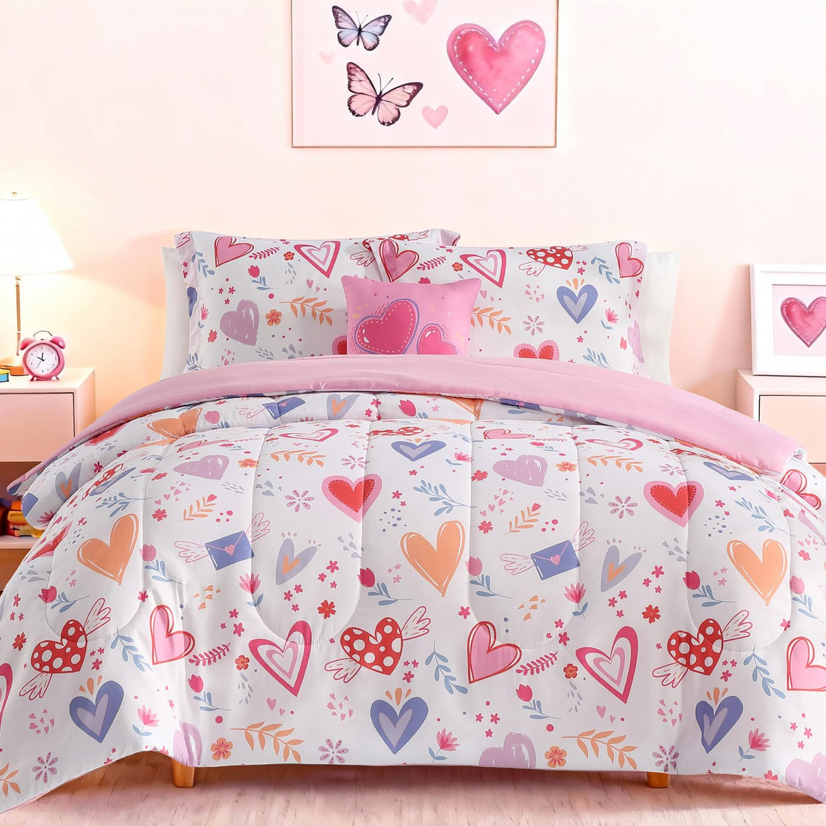 Twin Comforter Set for Girls-3 Pieces Mermaid Glow in the Dark Bedding Sets