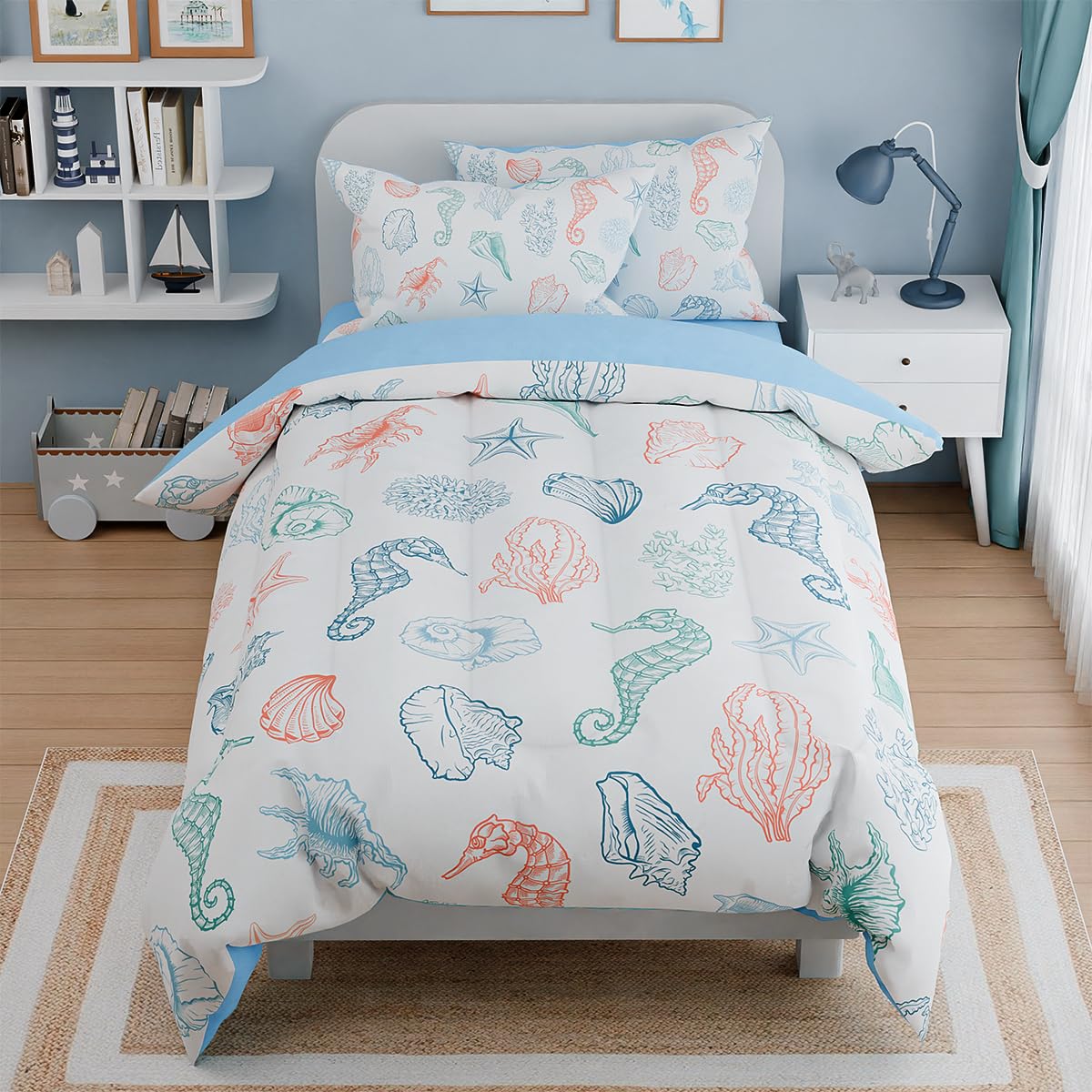 Woodland Animal Kids Bedding Set for Boys, Ultra Soft Microfiber Comforter Set Twin Size 3-Pieces, Comforters Bed Sets for Kid Tween Teen Bedroom Decor