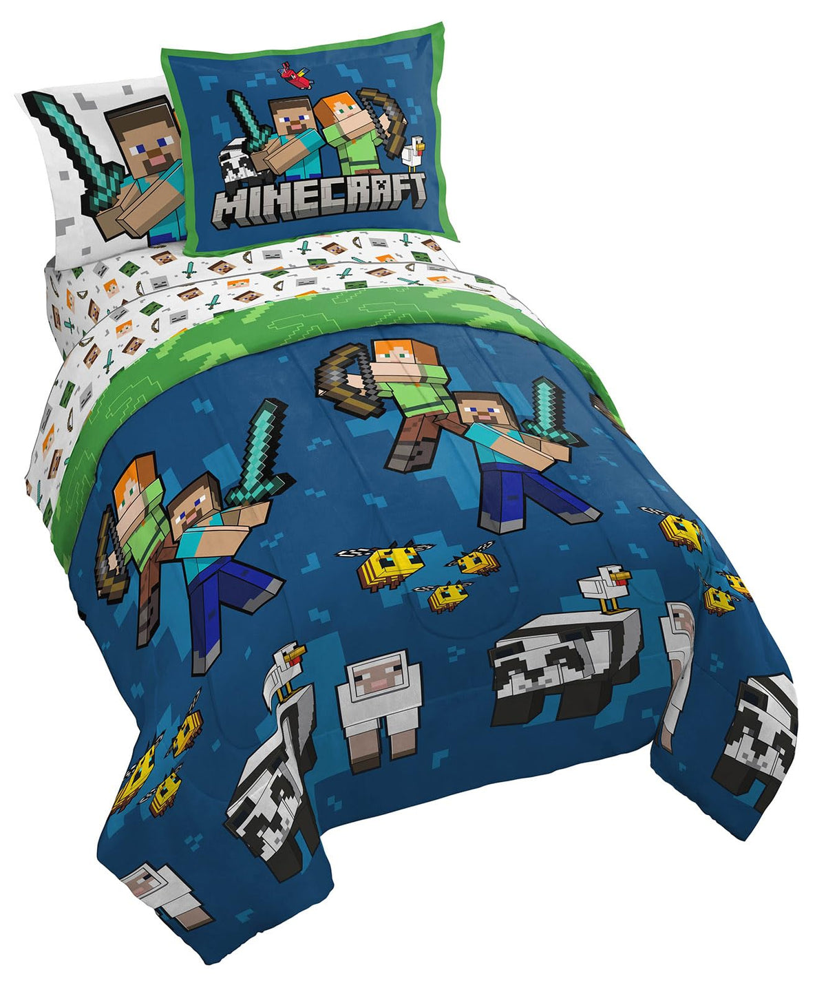 Disney Frozen Kids Full Comforter Set 7 Piece Bed in a Bag, Purple
