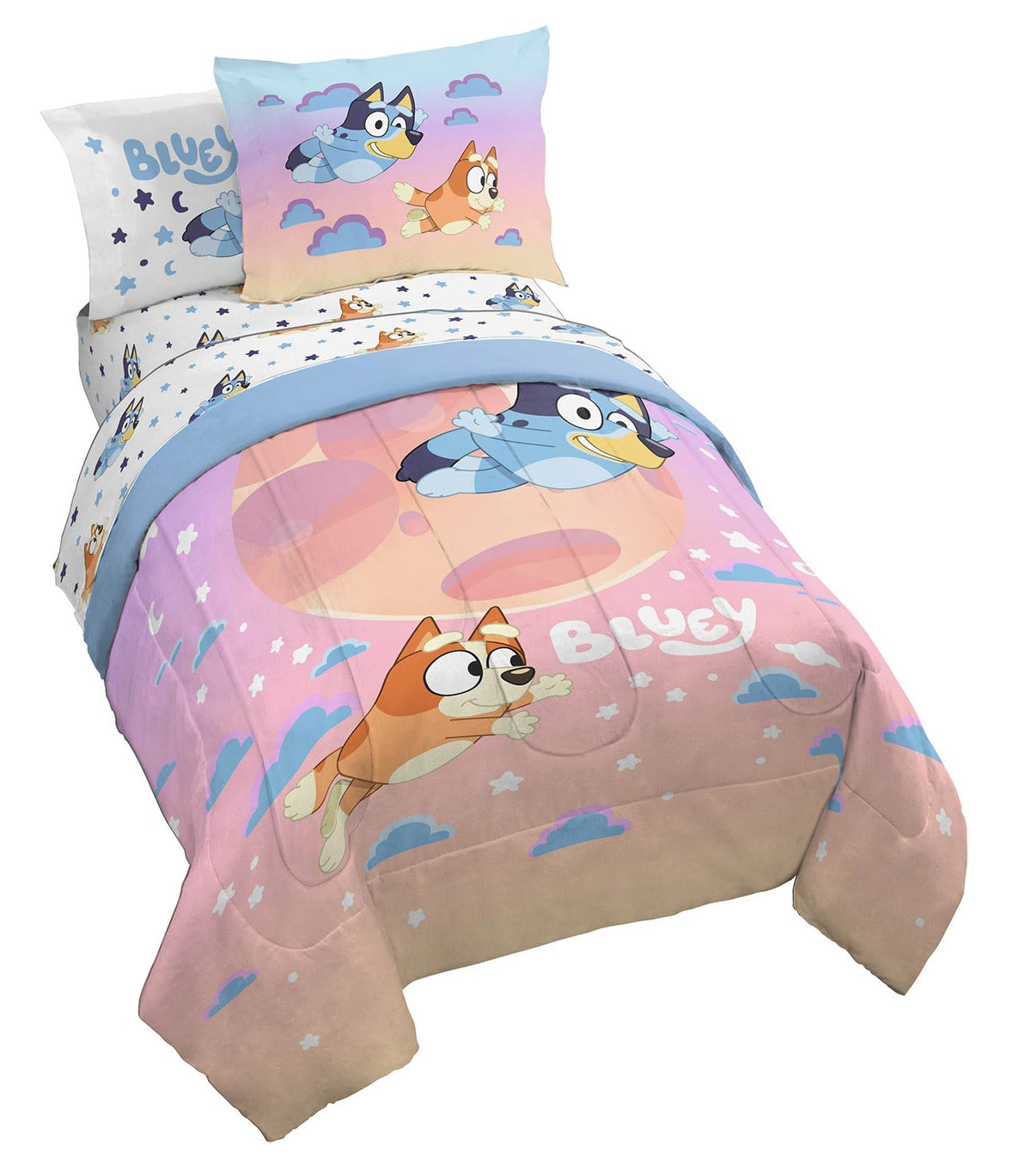 Bluey Bingo Twin Comforter Set 5 Piece Kids Bedding for Girls, Multi