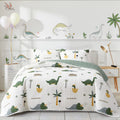 Joyreap 3-Piece Cotton Quilt Set Full/Queen, Cute Dinosaur Reversible Design for Kids Boys n Girls, Breathable Quilt Bedspread Bed Cover for All Season, 1 Quilt and 2 Pillow Shams- 90x90 inches
