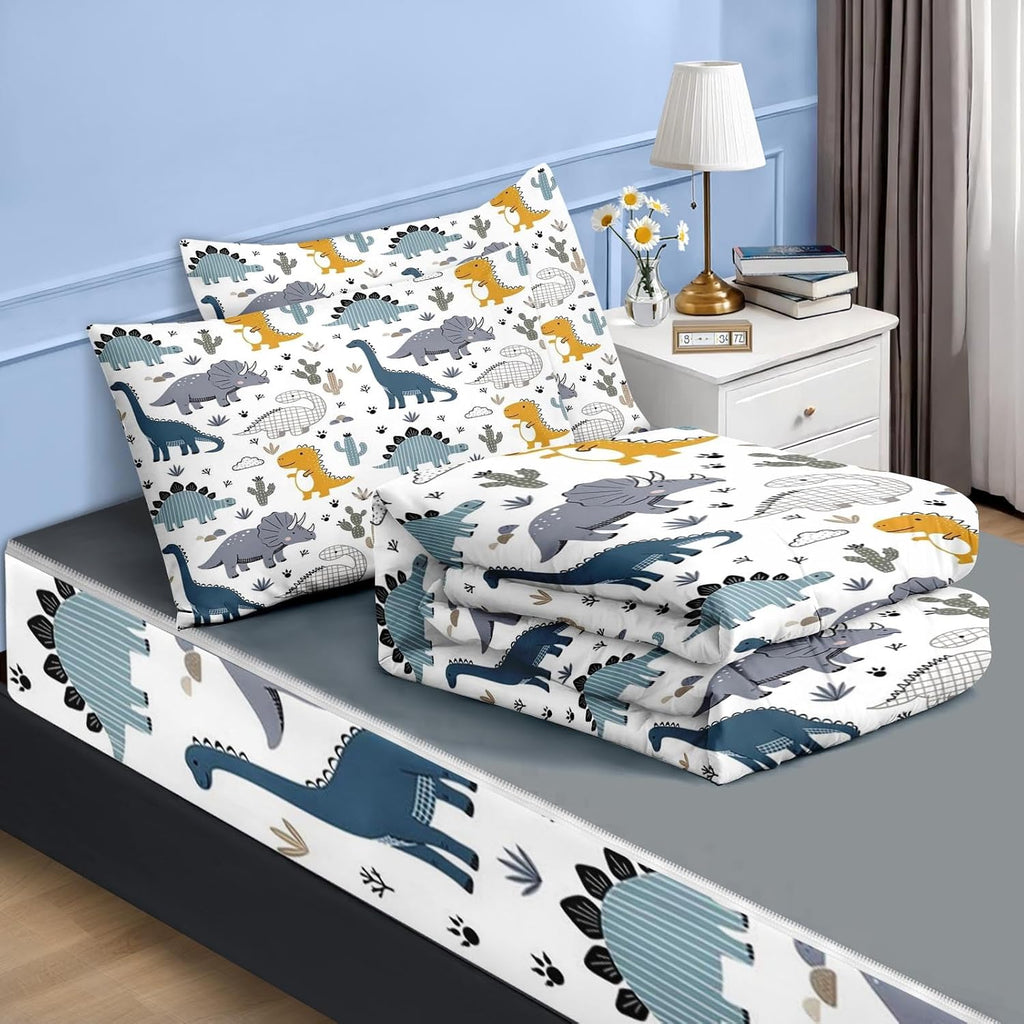 Nesker Dinosaur Twin Zipper Bedding for Boys, 3-Piece-All-in-one