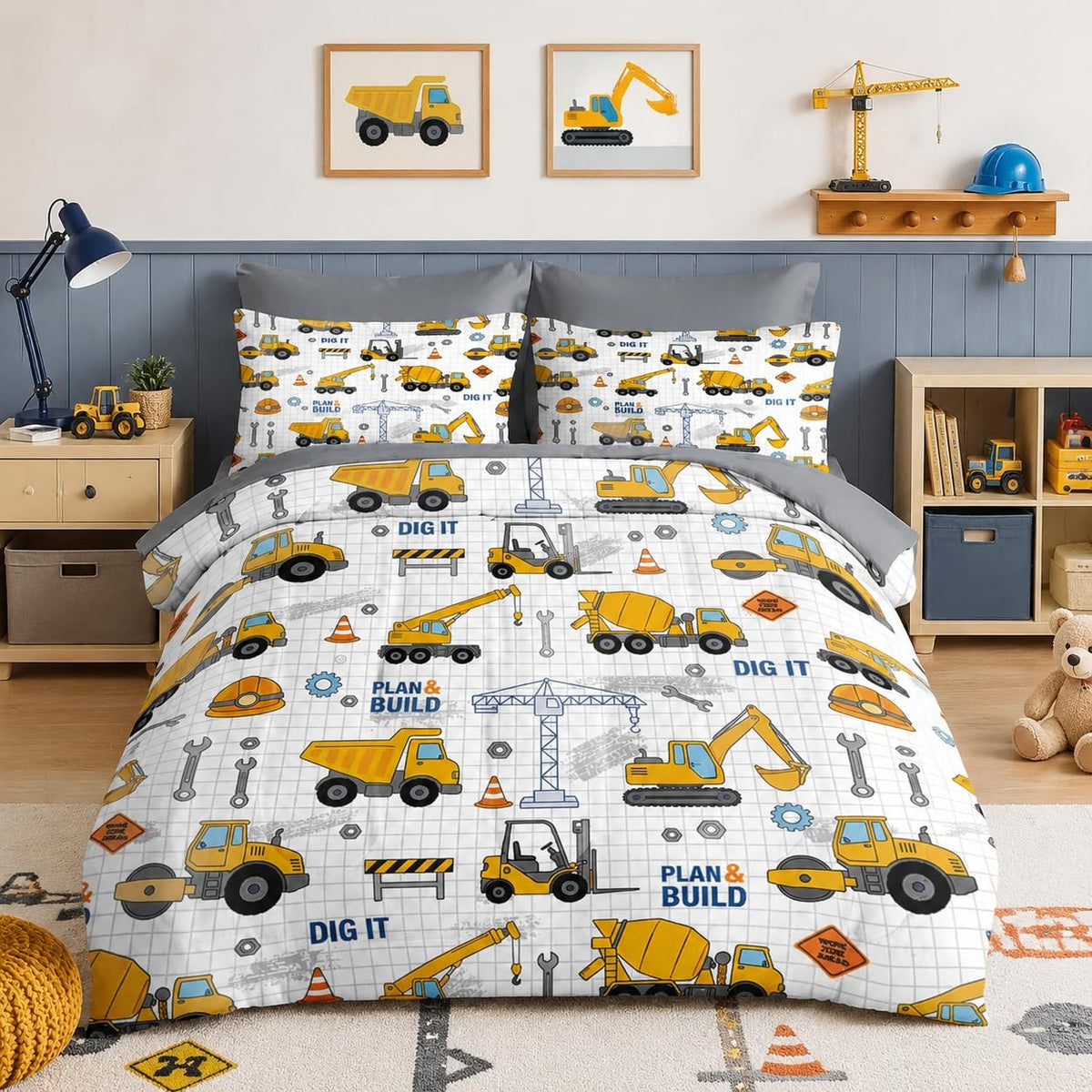 Nesker Twin Comforter Set for Boys, 5 Pieces Dinosaur Bedding for Kids