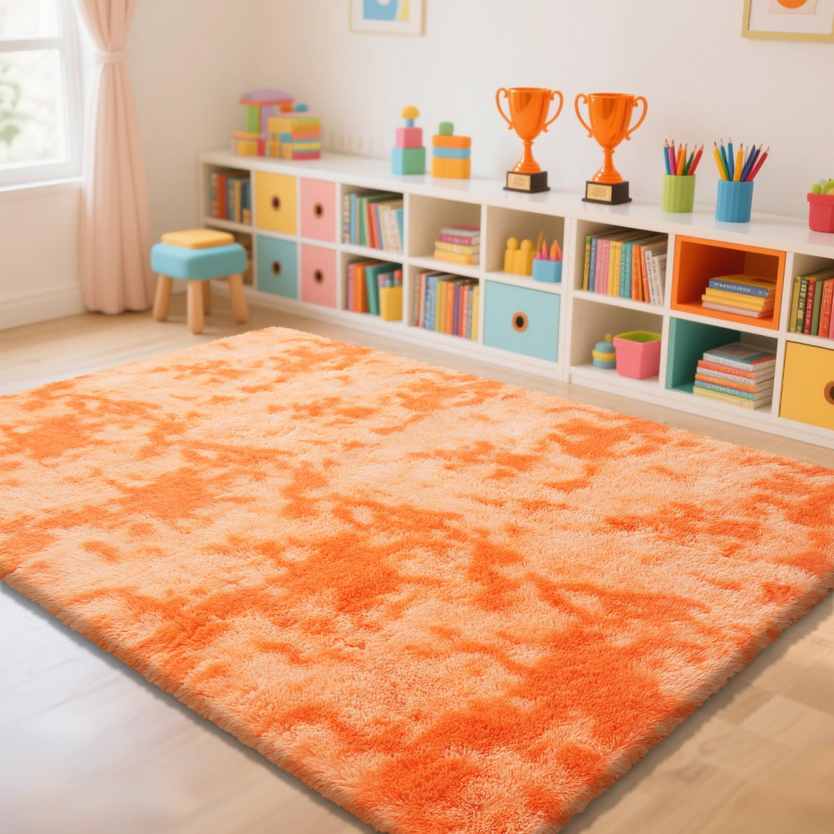 4x6 Beige Rug for Bedroom, Fluffy Shag Area Rug Small Rug Bedroom Carpet