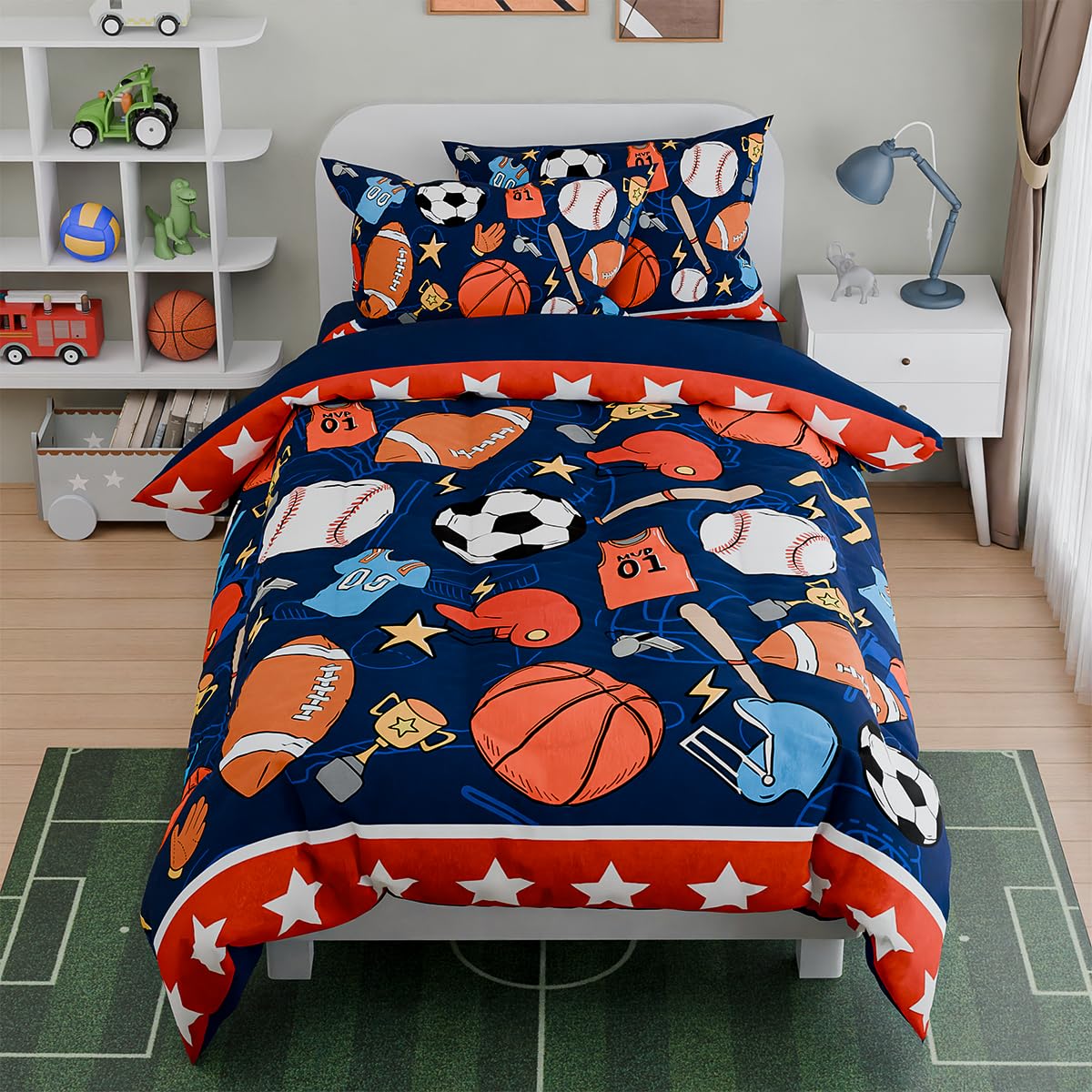 Woodland Animal Kids Bedding Set for Boys, Ultra Soft Microfiber Comforter Set Twin Size 3-Pieces, Comforters Bed Sets for Kid Tween Teen Bedroom Decor