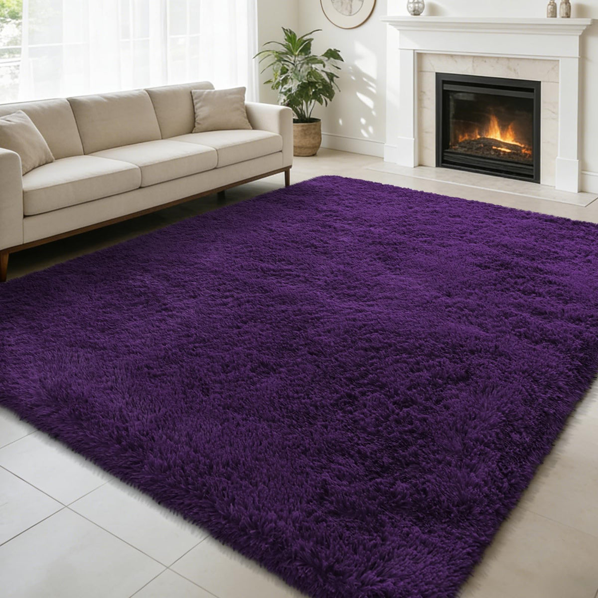 5x8 Shag Area Rug for Bedroom,Grey and Black Fluffy Rugs for Living Room