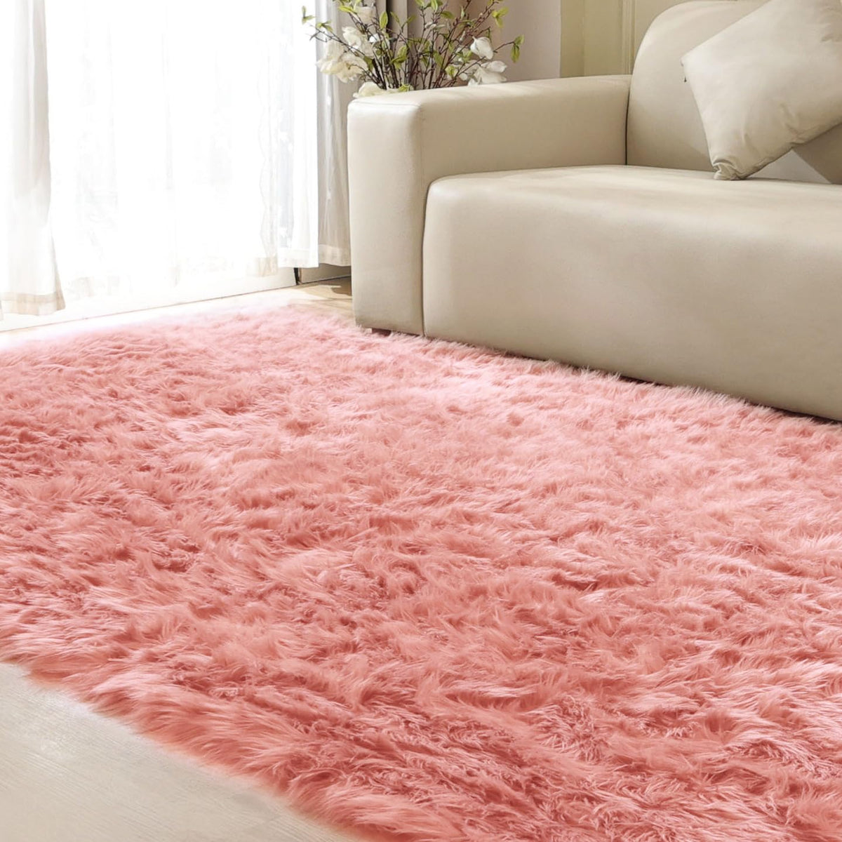 ORINOVA White Faux Sheepskin Fuzzy Fur Rugs for Bedroom Small Machine Washable Fluffy Area Rugs for Living Room 2x4 Shag Nursery Rug