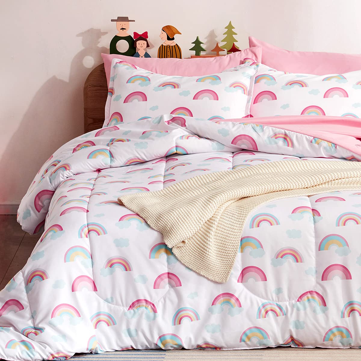 SLEEP ZONE Kids Bedding Twin Comforter Set - Super Soft & Cute Printed 2-Piece Comforter Set All Seasons for Boys, Girls, Fade Resistant, Machine Washable, Princess Castle