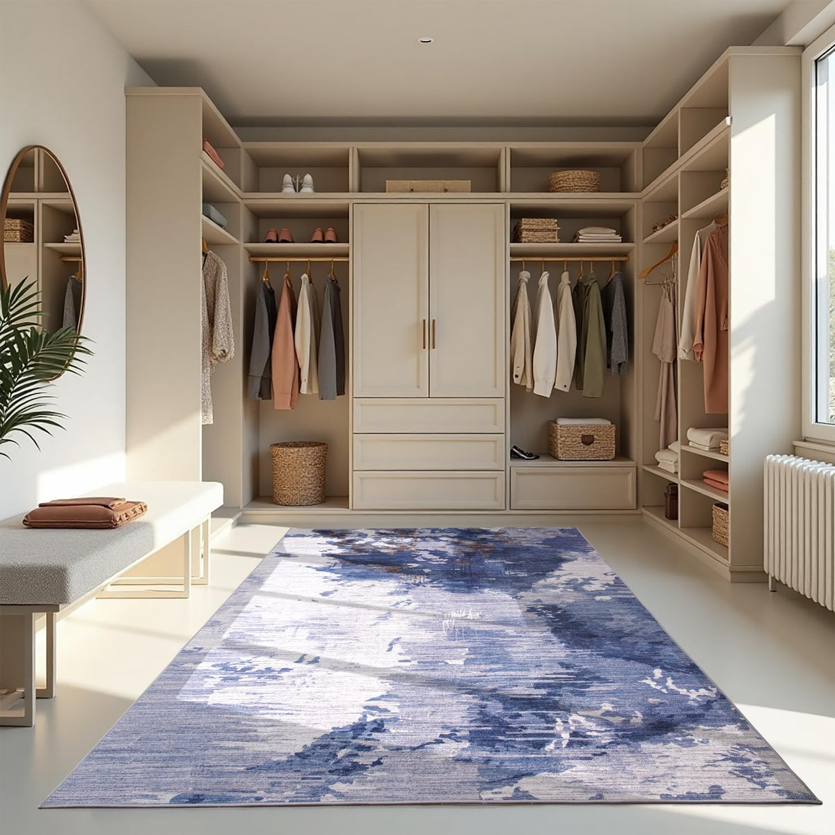Living Room Rug 5x7 Gray Area Rug Machine Washable Boho Rug Non Slip Abstract Vintage Indoor Large Rugs for Bedroom, Classroom, College Dorm, Farmhouse, Dining Room, Kids Playroom