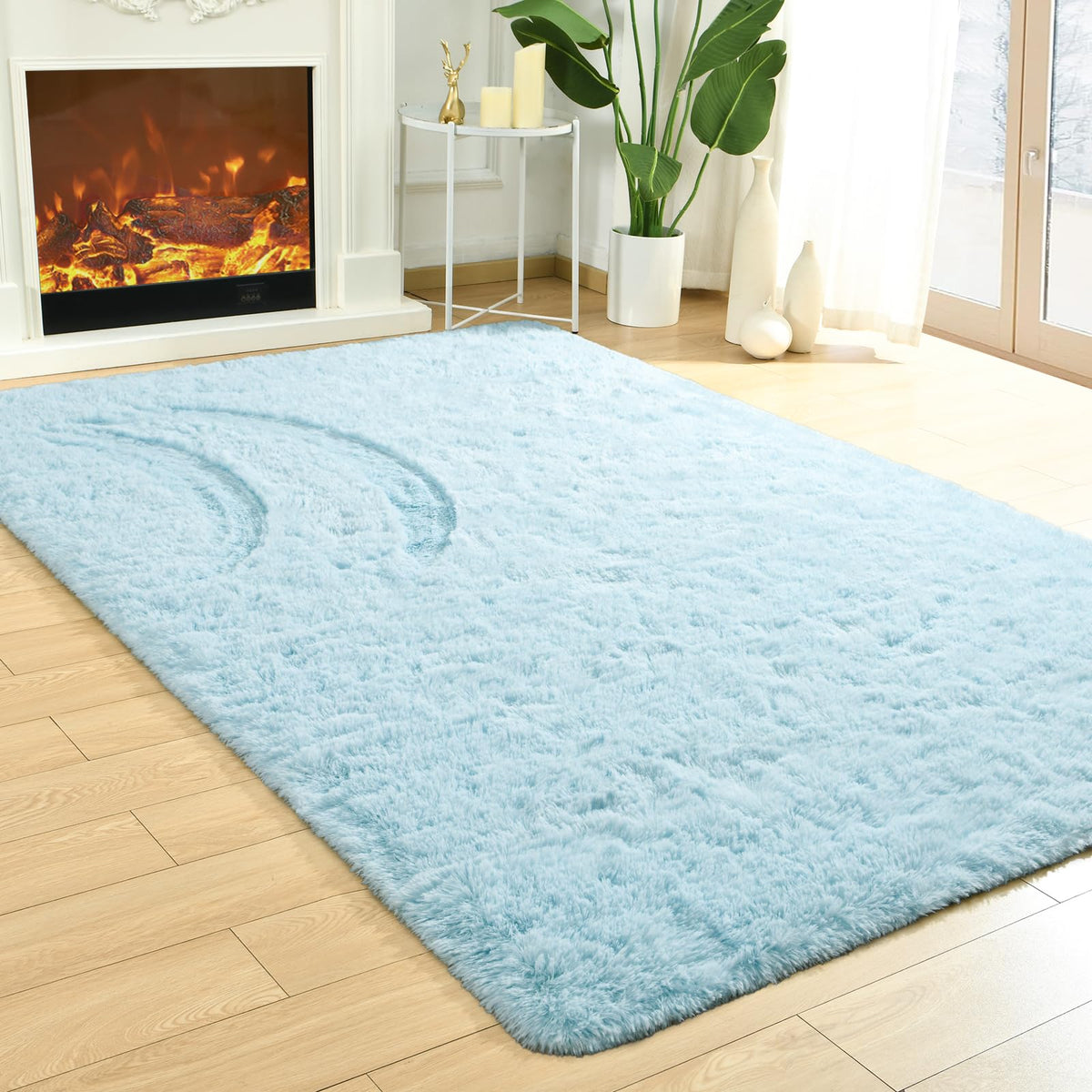 Merelax Soft Area Rug for Livingroom Bedroom, Machine Washable 4x6 Black Rugs Fluffy Shaggy Bedside Rug, Non Slip Indoor Carpet for Nursery Kids Room Home Decor Aesthetic