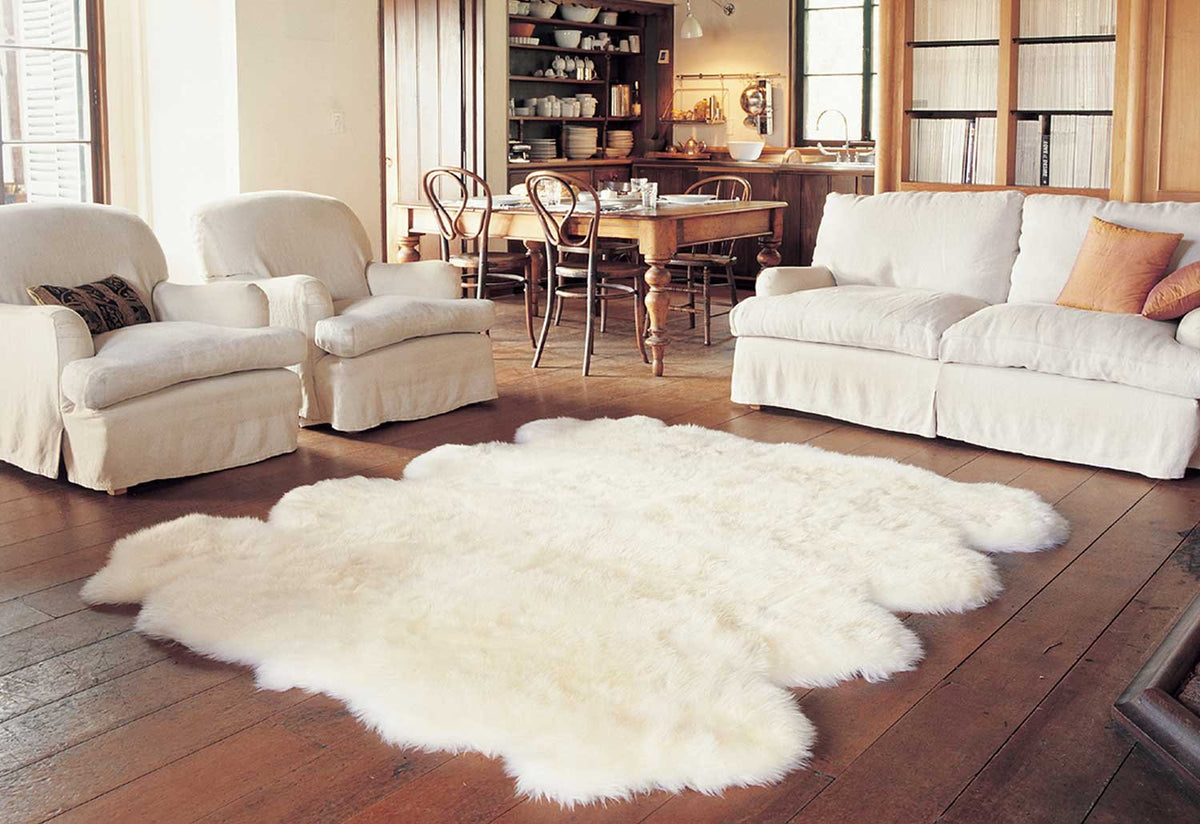 Genuine Sheepskin Rug & Chair Cover Ivory 2X3 Real Fur Throw for Bedroom