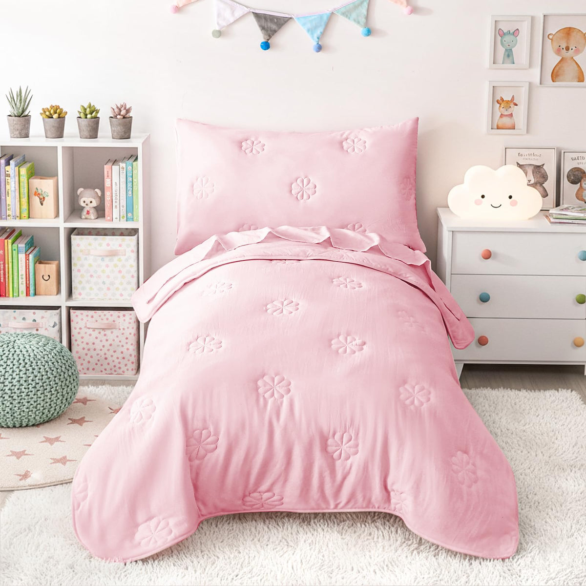 Toddler Bedding Sets for Girls Boys Kids Soft Comforter Set Beige
