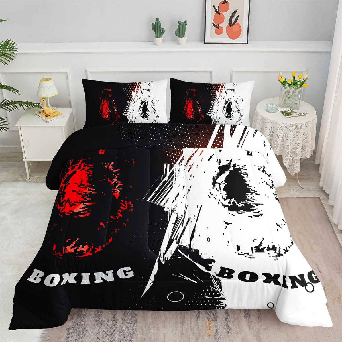 Kids Comforter Set Farm Theme Printed Pattern Bedding Set with 1 Comforter and 2 Pillowcases for Girls Boys Bedroom All Season(Farm Theme01 Twin)