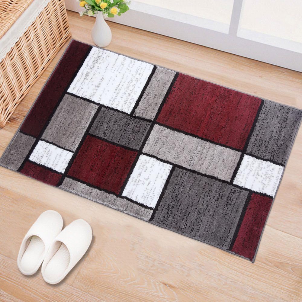 Rugshop Modern Boxes Contemporary Non-Shedding Area Rug Gray 5'3" x 7'3"