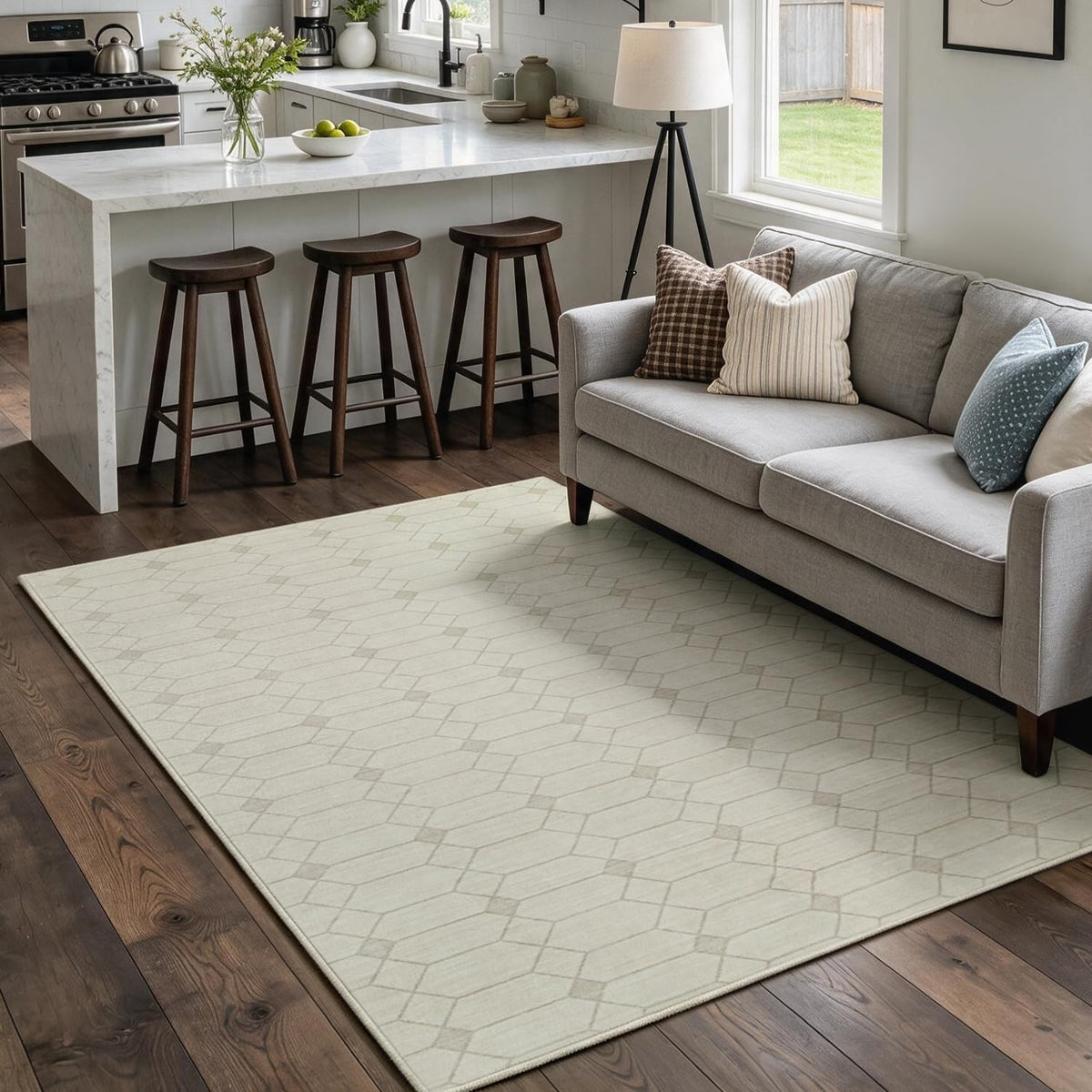 Washable Rugs 8x10 Area Rugs for Living Room,Ultra Soft Faux Wool Retro Carpets,Non Slip Backing,Durable Edge Binding,Stain Resistant,The Large Carpet for Bed Room,Dining Room,Office Decor