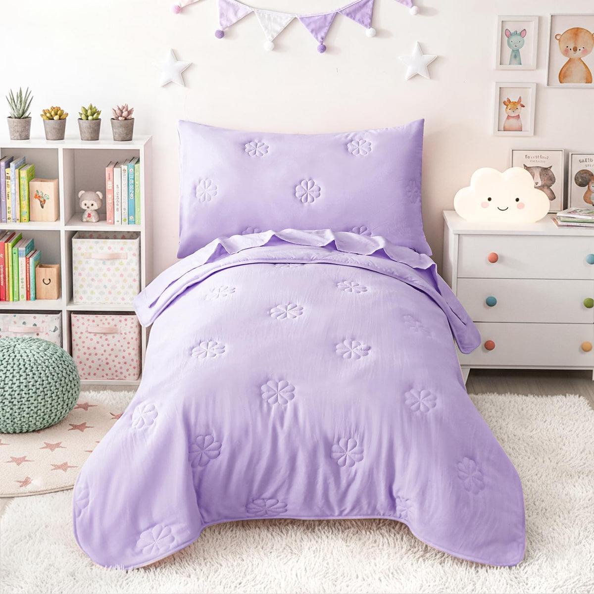 Toddler Bedding Sets for Girls Boys Kids Soft Comforter Set Beige
