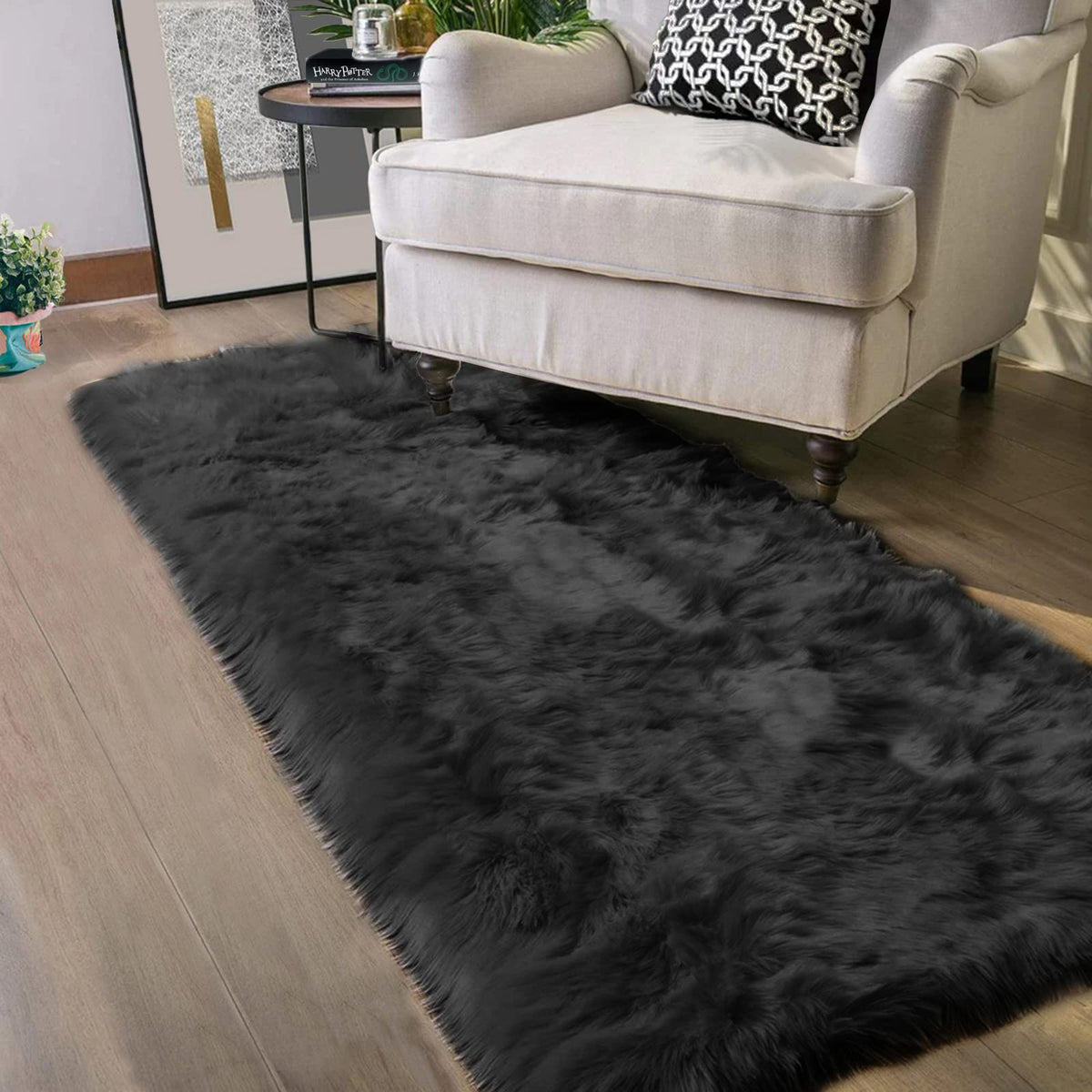 Latepis White Faux Fur Sheepskin Rug 4x6 for Living Room, Fuzzy Rugs Fluffy Washable Rug for Bedroom, Playroom, Luxury Room Decor, Rectangle