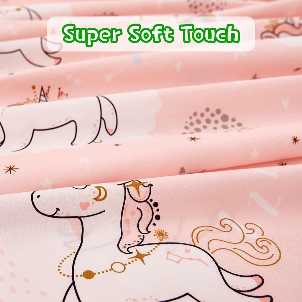 JSD Pink Unicorn Rainbow Kids Full Sheet Set for Girls 4 Piece