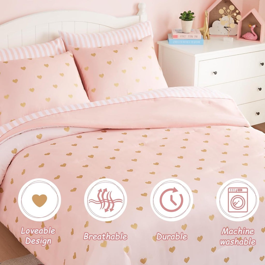 Twin Comforter Set with Sheets for Girls-5 Pieces Twin Bedding Sets
