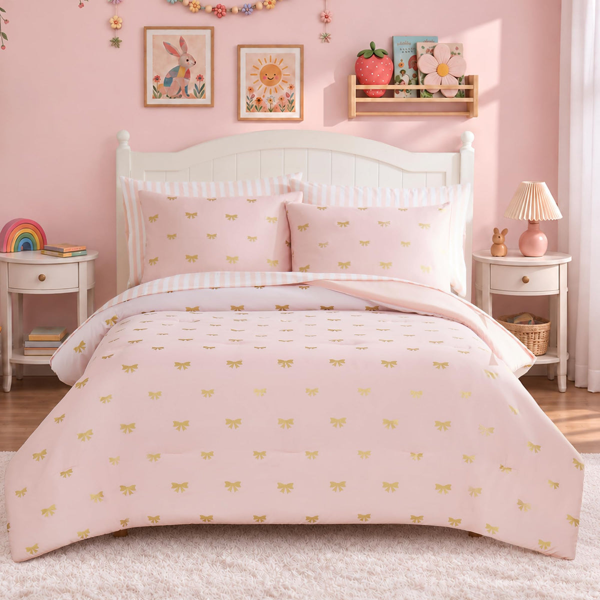 Twin Comforter Set with Sheets for Girls-5 Pieces Twin Bedding Sets