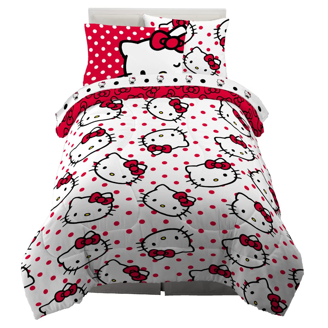 Franco Kids Bedding Super Soft Comforter and Sheet Set with Sham, 5 Piece Twin Size, Hello Kitty