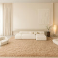 8x10 Cream Fluffy Shag Area Rug, Non-Slip Soft Carpet for Home
