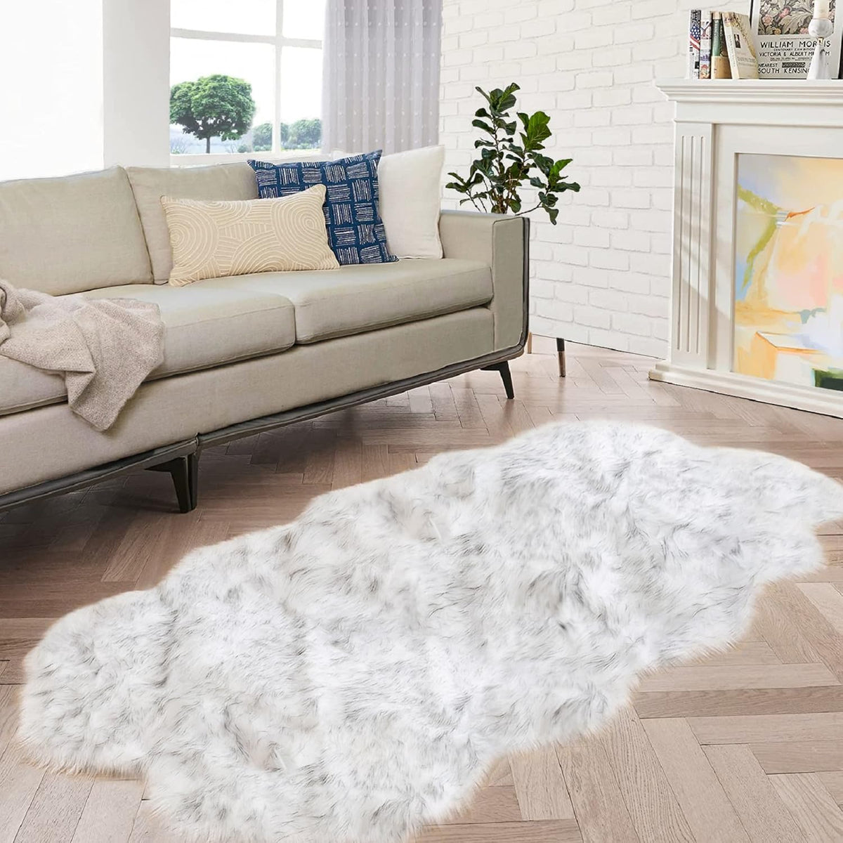 ORINOVA White Faux Sheepskin Fuzzy Fur Rugs for Bedroom Small Machine Washable Fluffy Area Rugs for Living Room 2x4 Shag Nursery Rug