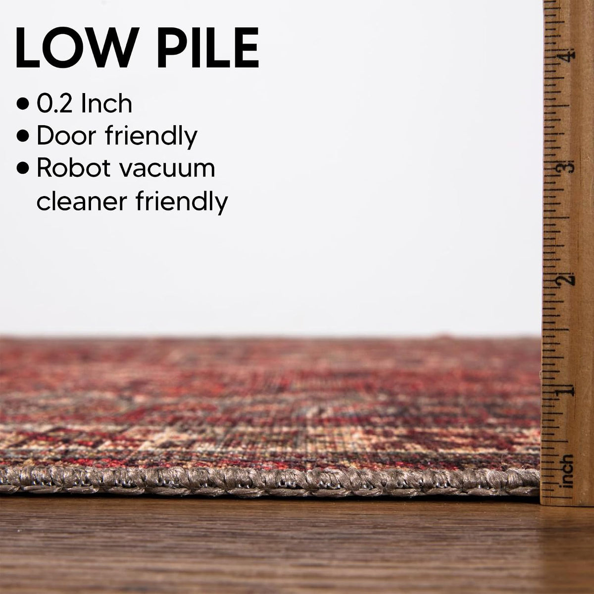 Keen Home Design Vintage Washable Area Rug, Non-Slip Low Pile, 5x7