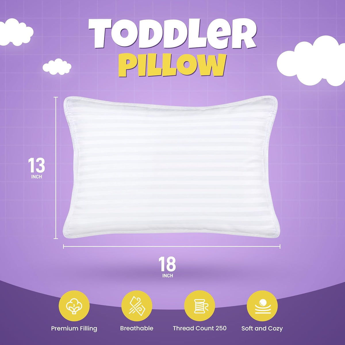 Utopia Bedding Toddler Pillow 2 Pack, Cotton Blend Shell 13x18 Inch, White