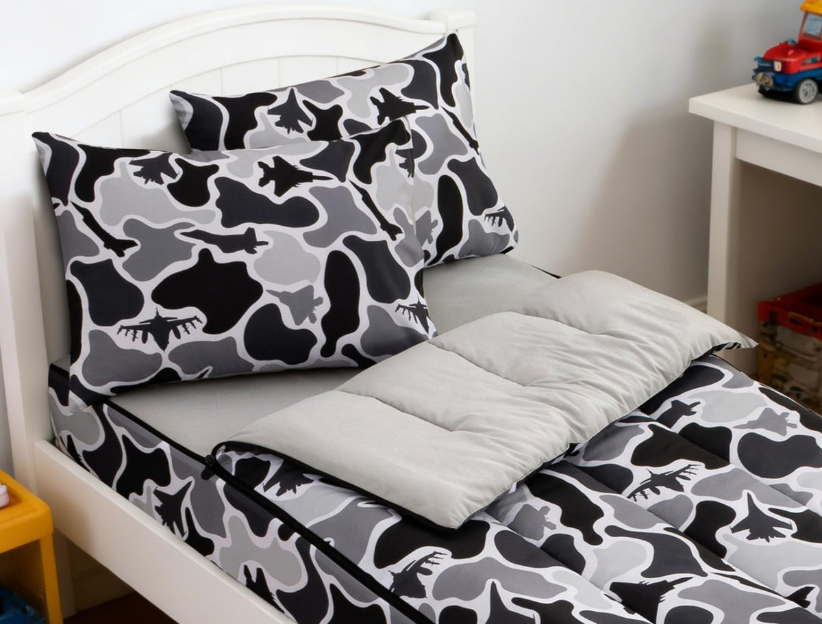 Meeting Story Zippable Bedding Twin,Dinosaur Camo Bedding Set Zip Up Comforter Bed in a Bag with Fitted Sheet and 2 Pcs Pillowcases(Green,Twin)