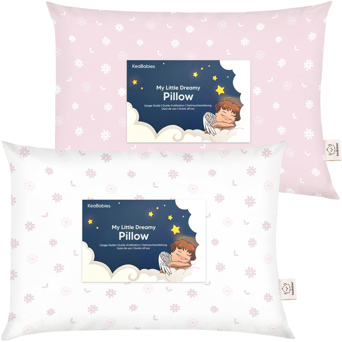 KeaBabies 2pk Toddler Pillows 2 Year Old to 5,14x20 Kids Pillow(Soft White)