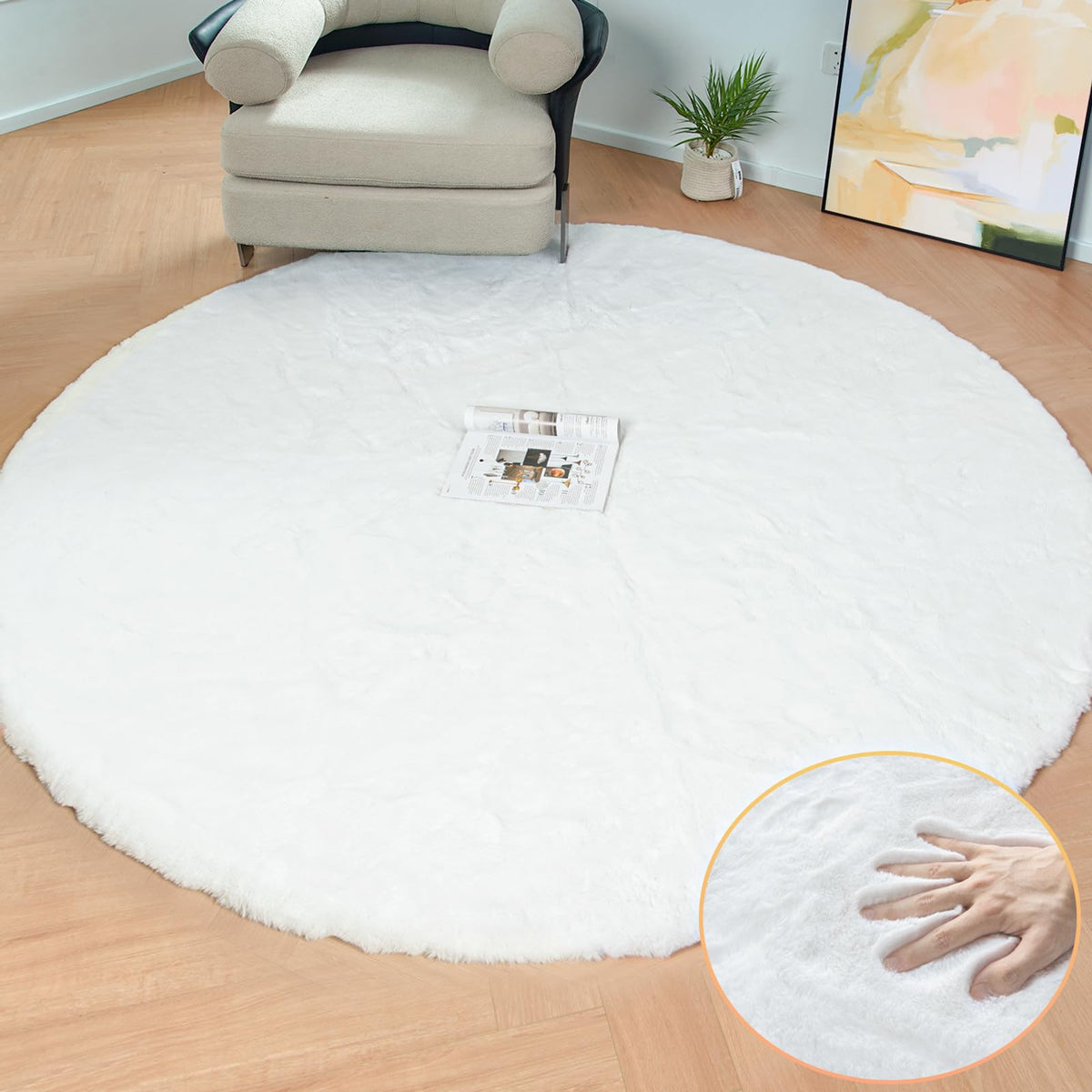 ORINOVA Beige Faux Sheepskin Rabbit Fur Shaggy Rugs for Bedroom Small Shag Washable Fluffy Fur Rug for Living Room Rug 2x3 Nursery Rectange Rugs