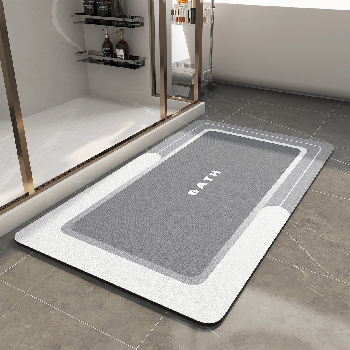 MontVoo-Bath Mat-Bath Mat Rug Non Slip Super Absorbent Stain Resistant Quick Dry Thin Bathroom Rug-Bath Mats for Bathroom Floor Bathtub Vanity-Bathmat Bath Rug Easy Care-17"x27" Darkgrey