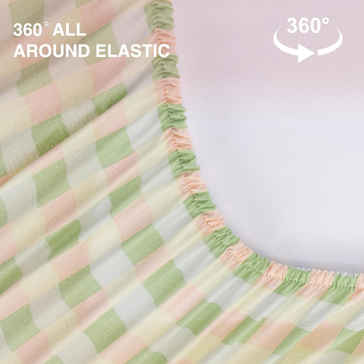 Aimuan Zipper Bedding Twin Zip Up Bedding Set Pink Checked Plaid 3 Pcs Zippered Bedding Twin Comforter Bed in a Bag with Fitted Sheet and 2 Pcs Pillowcases (Pink-Green,Twin)